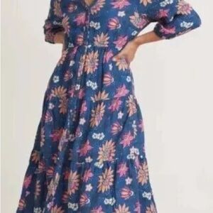 Marine Layer Floral Long Sleeve Dress - Blue and Pink